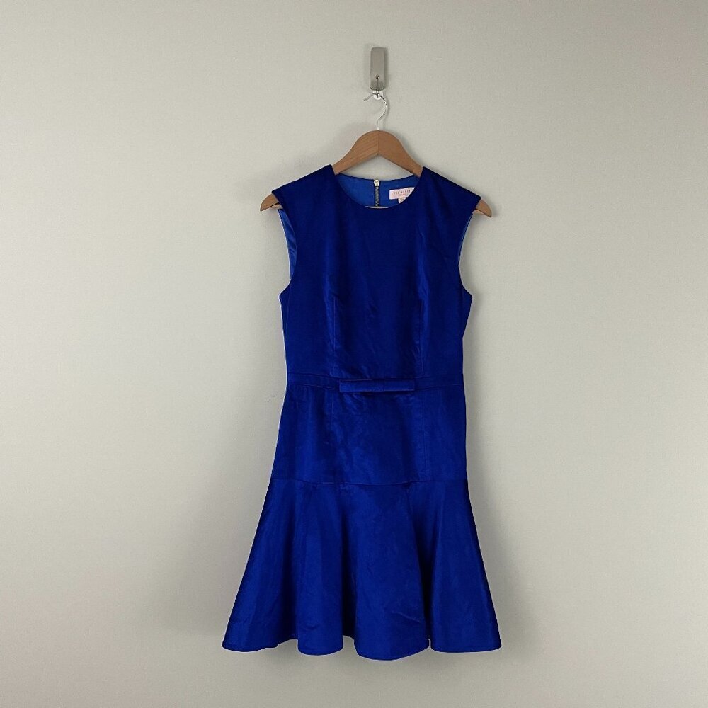 Ted Baker London Maryann Blue Velvet Fit & Flare Dress Size 1 (XS) - Picture 1 of 7